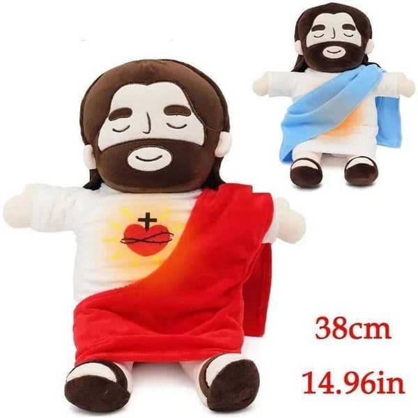 38CM Breathing Jesus Plush Toy Baby Soothing Jesus Doll Fourgear Adjustment Children Sleep Music Companion Kids Christmas