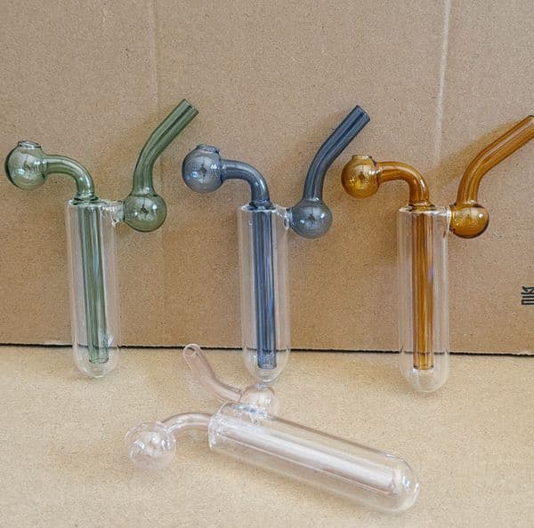 5PCS 10cm Height Bubbler Oil Burner Glass Diffuser Water Pipes Hookah Bongs Bubblers Recycle Filter Mini Portable Smoking Pipes thumbnail 2