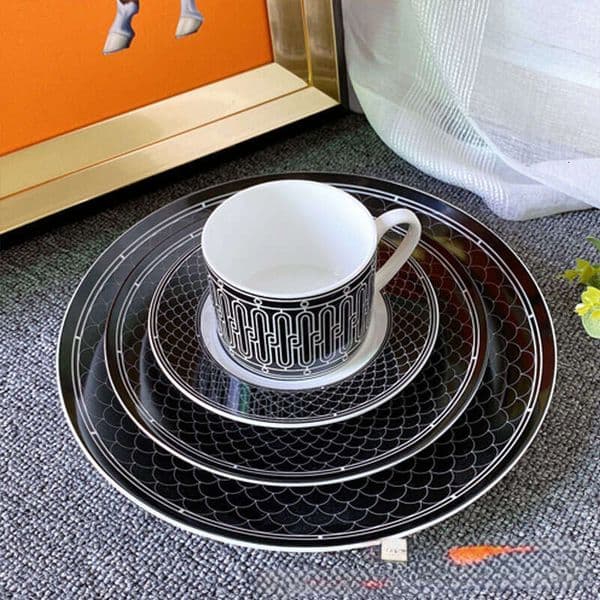 European Ceramic Western Dinner Four-Piece Set Steak Plate Coffee Afternoon Tea Cup Saucer Gift B5