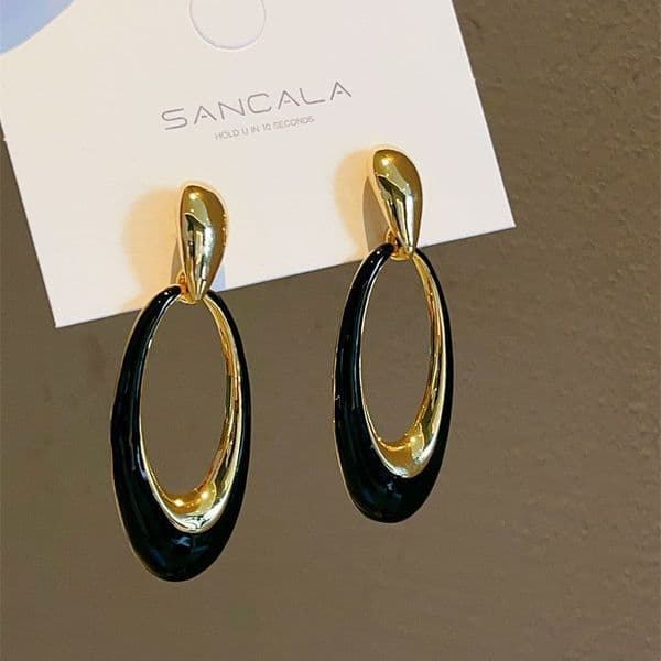 Luxury Earrings Irregular oval earrings 18K gold colored enamel hollow earrings 925 pure silver needle free shipping diamond earrings