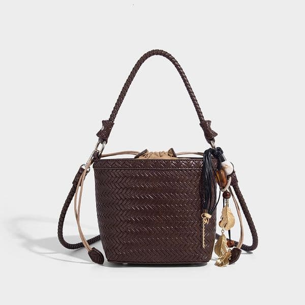 Luxury Brand Designer Drawstring Handbag High-End Bucket Pure Handmade Woven 2025 New Commuter Crossbody Bag Y260115
