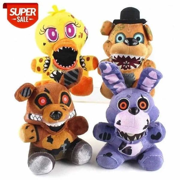 DHL Ships 4 Designs 23cm Freddys FNAF Plush Doll Five Nights Doll Teddy Bear Sly Chica Bonnie Stuffed Animals Christmas Birthday Gift