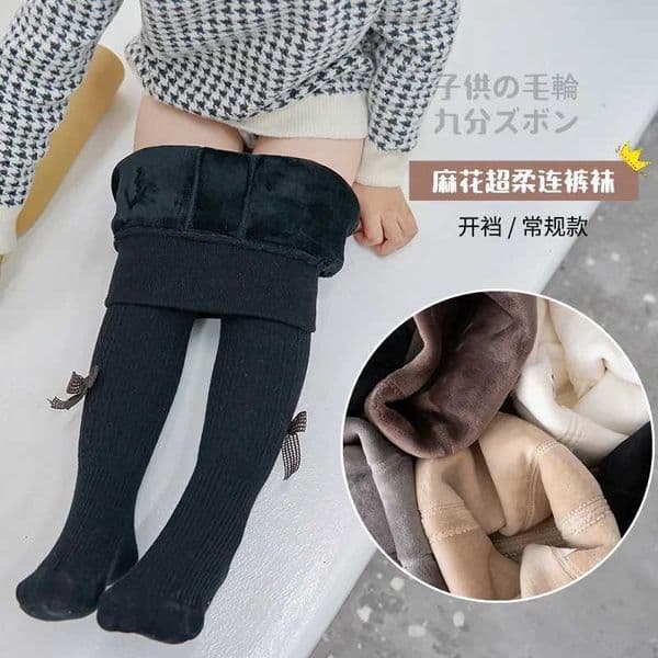 infant baby kids Polar Fleece Lining pantyhose winter plus velvet thick cotton bow child keep warm Twist toddler girls leggingsT251024