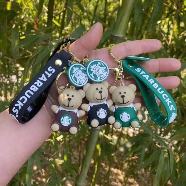 Milk Tea Cup Bear Series Epoxy Resin Doll Keychain Car & Backpack Key Charm Wholesale for Accessory Stores