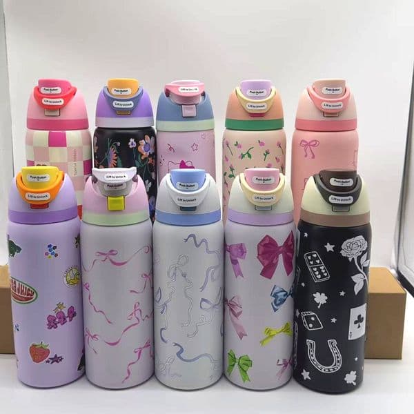 Designer Cups 24oz 32oz Large Capacity Tumblers Insulated Cup Outdoor Sports BowTie and Blue Pink Bows Water Bottles Portable Handhold Travel Car gs Y260515