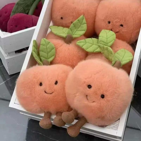 New Plush Cat Peach Pear Cherry Plush Doll Smiling Face Fruit Series Home Bedroom Decoration Pet Interactive Toy Birthday Gift Z251024