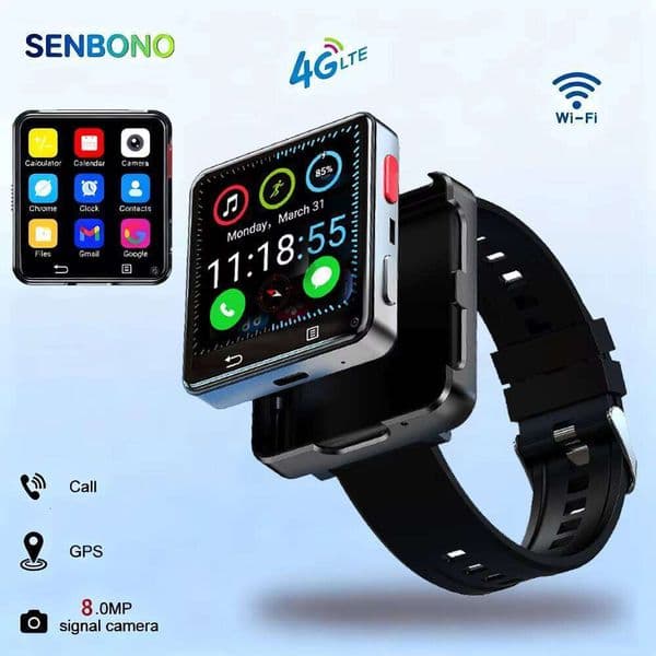 Senbonuo Q668 4G + 64G SIM Card Android with Camera Wireless Call Positioning System Large Battery Men's Smart Watch