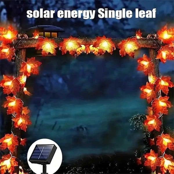Solar Maple Leaf Light String Plastic Autumn Leaf Decoration For Thanksgiving And Halloween OutdoorIndoor Atmosphere Lighting Z251024