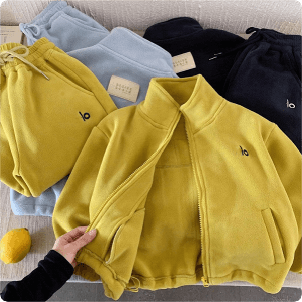 Designer Kids Clothing Sets Fashion Baby Boys Girls Jacket Sweatshirts+Pants 2pcs Suit Autumn Winter Velvet Tracksuit Children Clothing
