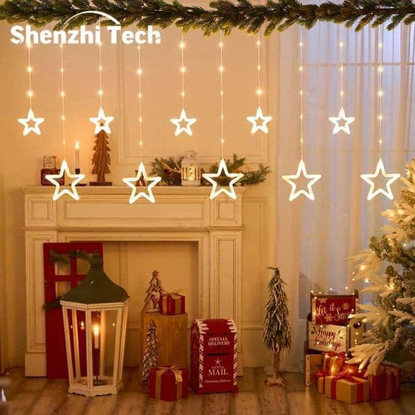 10 StarSnowflake Lights with Remote8Models Christmas light string Battery Operated for Holiday Tree Office Home Decor Z251024