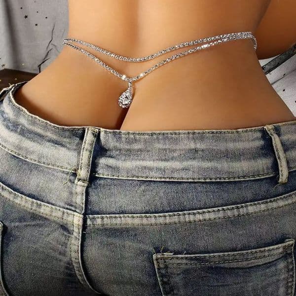 Rhinestone Double Chain Water Drop Waist Chains Body Jewelry for Women Crystal Body Belly Chain Body Decoration Accessory 251023