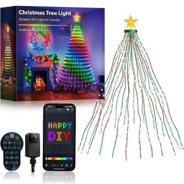 21M Smart Christmas Tree Lights 400 LEDs Tree Lights DIY Animated Color Changing Light Show with Ring Topper Star Z251024