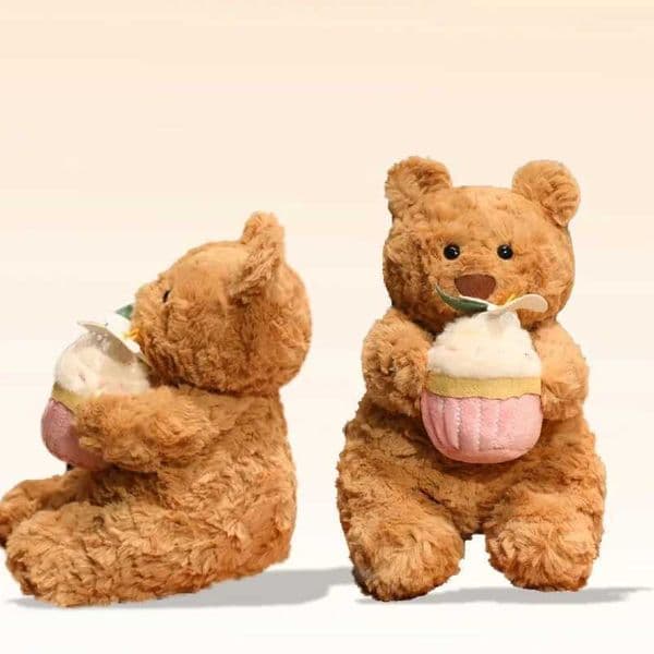 Cute Birthday Cark Bear Plush Toy Stuffed Fluffy Teddy Bear Soft Doll with Dessert Kids Toys Birthday Gift for Girl Boy Z251024
