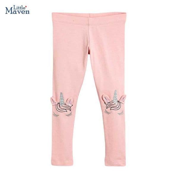 Little Maven Girls Cotton Trousers Kids Clothes Pants Childrens Clothing Cartoon Stereoscopic Embroidery Unicorn LeggingsT251024
