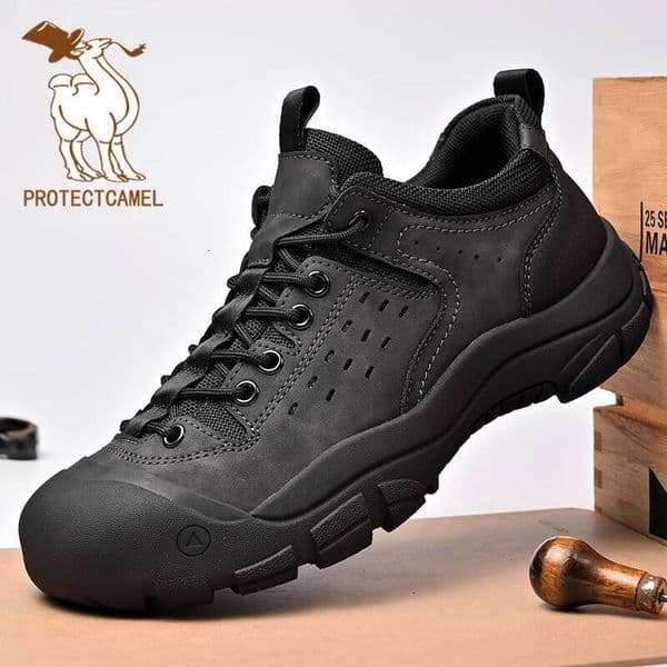 Paul Camel Men's Shoes Genuine Leather Outdoor Hiking Footwear Non-Slip Thick-Soled Shoes for Sports Casual Use & Trail Climbing Trekking