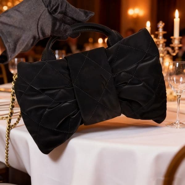 26cm hand-held dinner bag with soft and luxurious feel high-quality with butterfly bow design gold label chain bag can be worn diagonally or on one shoulder