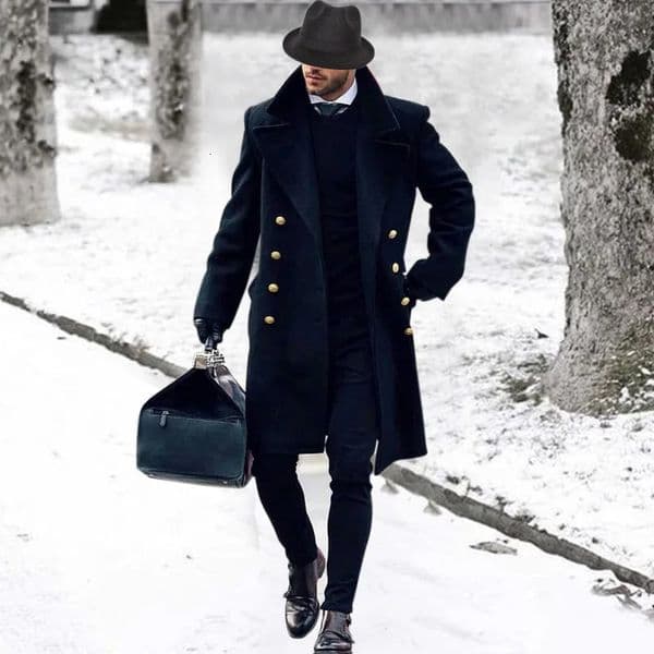 Overcoat Double Breasted Woolen Men Classic Fashion Versatile Windbreaker Winter Thickened Warmth for Business Outdoor Leisure 251023