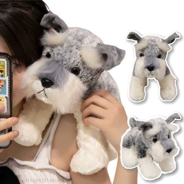 Kaii Schnauzer Dog Plush Toy Small Soft Simulation Stuffed Animal Toys For Boys Cute Photo Props Girls Birthday Gift Z251024