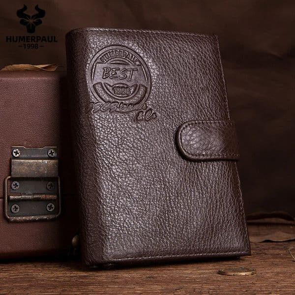 High Capacity Mens Passport Wallet Genuine Leather Multiple Card Slots and Coin Pocket Vintage Male Money Purse 251014
