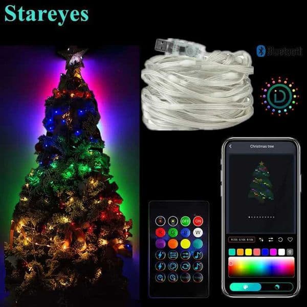 Smart RGB USB DC5V 5m 10m 15m 20m IP65 LED String WS2812B IC Magic color Bluetooth APP IR Remote Christmas Light RGB DIY Decor Z251024