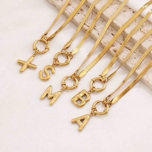 316L Stainl Steel 26 Initial Letter Necklace For Women Fashion Gold Color Alphabet Chain Necklaces Choker JewelryXJ251024