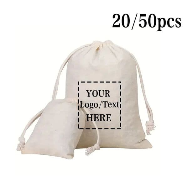 2050pcs Custom Gift Bag Cotton Storage Drawstring Bag Personalized Pictures Text Dust Bag for home Christmas gift package 251024
