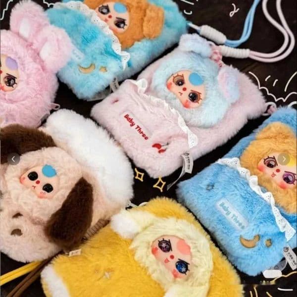 New Baby Three Mobile Phone Bag Plush Blind Box Pendant Doll Cute Vinyl Face Toys Anime Figures Mystery Box for Girl Gifts X251025