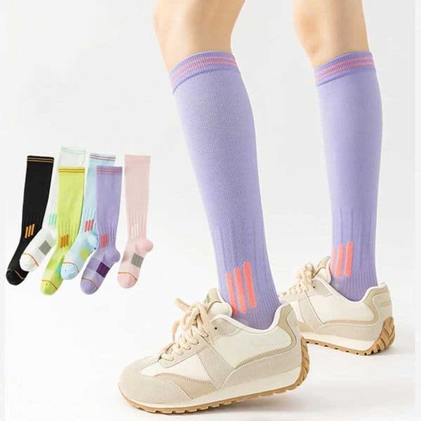 1 Pair Fashionable Women Sports Compression Calf Socks Breathable Comfortable Fitness Running All Season Pressure Socks Y251024