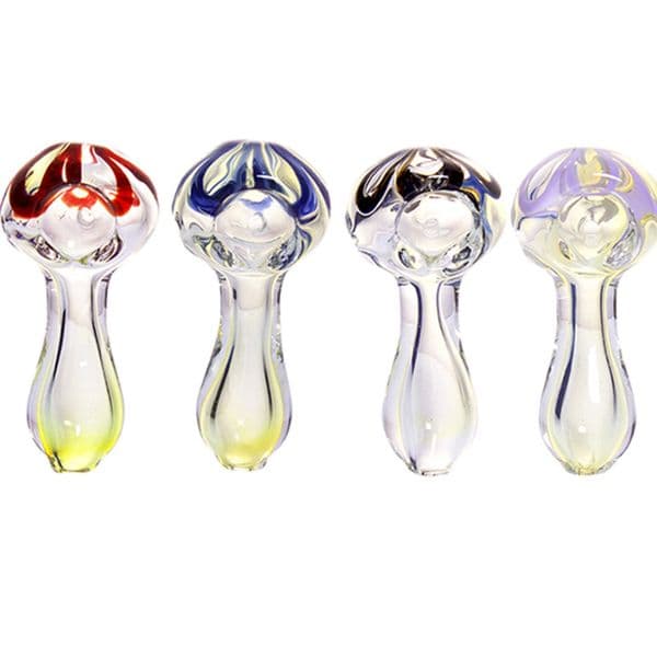 Smoking Glass Hand Pipes Dry Herb Tobacco Oil Burner Unique Pot Tube Mini Small Bowl 2.95 Inches Fumed Colorful Spoon Pipe
