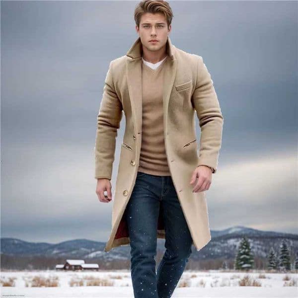 2025 NEW Mens Wool Blended Coat Multi color Slim fit Medium length Casual Lightweight CoatT251025