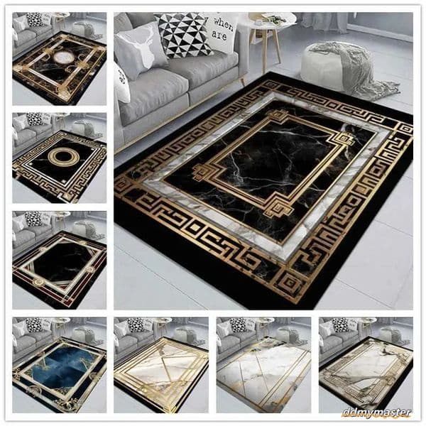 Living Room Carpet Black Area Rug: Soft, Non-Slip Floor Mat For Bedroom, Kitchen, Coffee Table - Washable And Durable Ddmymaster