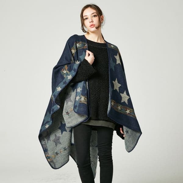 New Womens Star Color Stripe Imitation Cashmere Shawl Extra Long Thick Versatile Multiuse Shawl