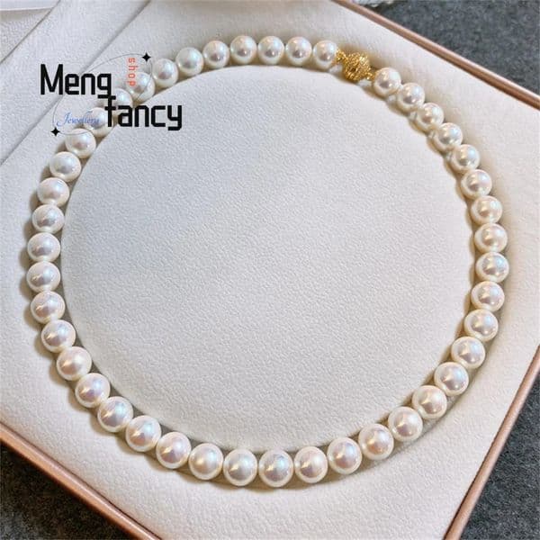 Natural Magnetic Clasp Mother of Pearls Pastel Pearl Necklace Versatile Simple Temperament Exquisite Fashion Fine Jewelry 251016