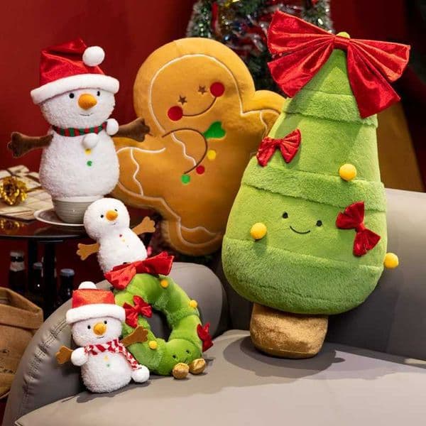 Christmas Tree Santa Claus Doll Snowman Gingerbread Man Plush Toy Atmosphere Decoration Gift J251025