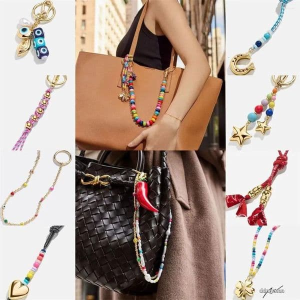 Colorful Hand Woven Keychain: Bohemian Bag Hanging Pendant With Bead Accents, DIY Accessories Ddmymon