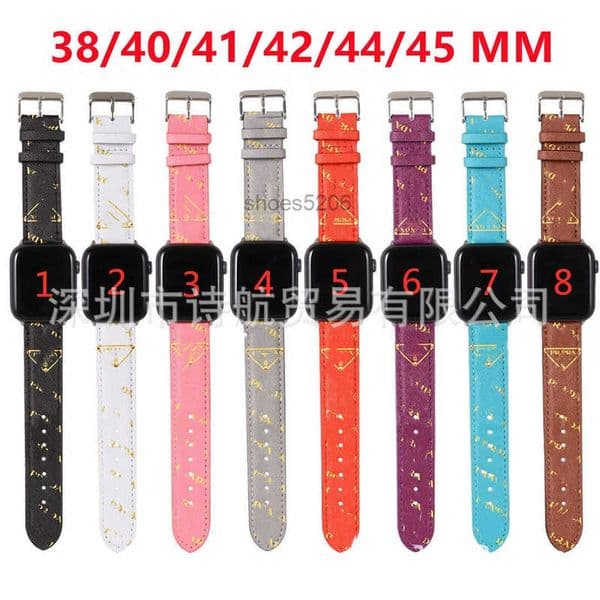 Smart Straps Designer Brand Trendy Compatible Apple Watch Band Floral Leather Strap 9 8 7 6 5 Ultra 2 New Strap SDTR