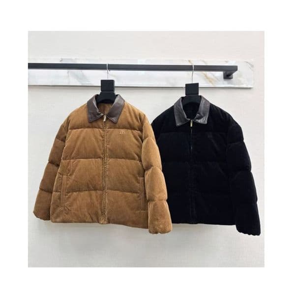 Warm womens parkas designer down jacket outdoor corduroy letter lapel thick brown winter jacket fashion casual loose versatile woman down jacket