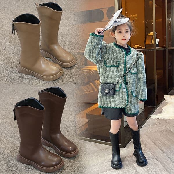 Kids High Boots for Girls Toddler Fashion Design Winter Warm Long Boots Cutefeet Girl Children Leather Boots Shoes Size 23 - 36 C1181