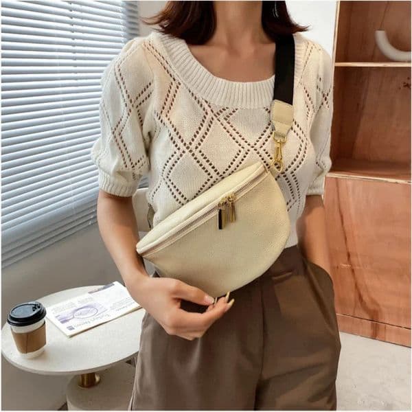 Vintage Soft Leather Pack Woman Banana Waist Bag Wide Shoulder Strap Crossbody Chest Bag Bolsos Para Mujer 251023