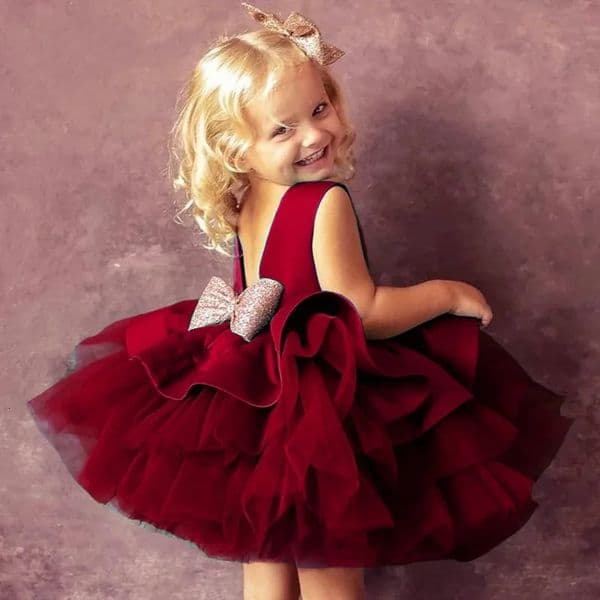 Baby Girls Elegant Princess Dress for Girls Sequins Red Vintage Children Gown Festival Party Gown Flower Girls Vestidos 251023