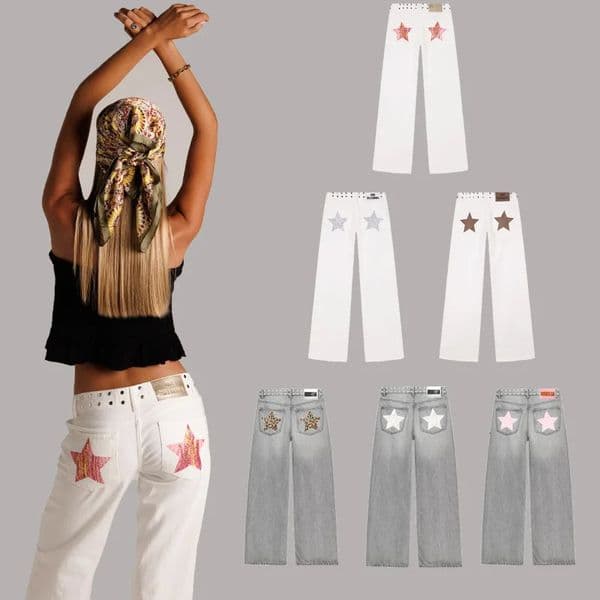 Dilemma Womens Jeans Y2K Stylish Star Graphics Hip Hop High Street Baggy Jeans Retro Harajuku Unisex Straight Through Jeans 251023