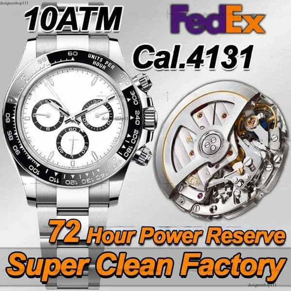 Mens Men Designer Watches Top Quality Super CLean Factory 40MM Automatic Chronograph Cal.4131 Movement Sapphire Diving 10ATM Watch With box