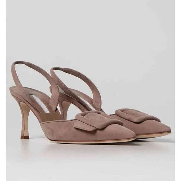 Summer Designer Women Mai Sandals Shoes Slingback Heel Pointed Toe Pumps Buckle-Detail Lady Sexy Party Wedding Stiletto High Heels Manolo- Eu35-43 Daily