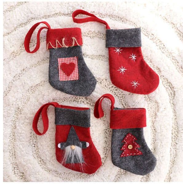 Stocking Ornaments Scene Decoration Knitted Elderly Sock Hanging Christmas Decorations