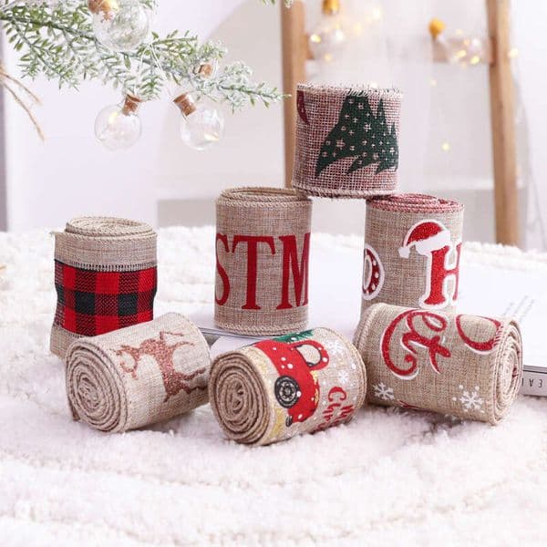 Home Decorations Small Christmas Tree Bow Decoration Gift Wrapping Ribbon Hanging Ornament