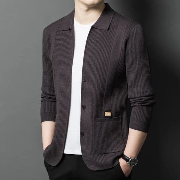Solid Color Highquality Mens Vneck Cardigan Elastic Velvet Soft Longsleeved Knitted Sweater Jacket M4XL 251015