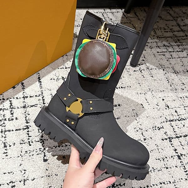 Martin boots men designer women motorcycle boots winter new high top shoes short boots desert yellow leather upper sheepskin lining hamburger decoration man boots