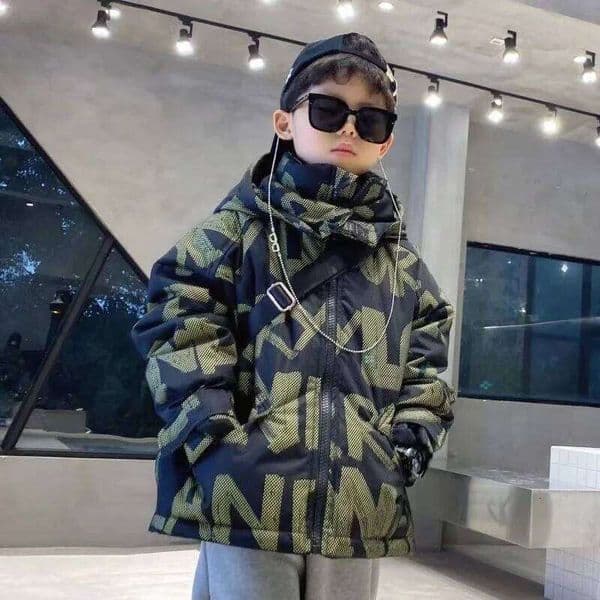 New Winter Boys' Cotton-Padded Coat Thickened Fleece-Lined Quilted Jacket Big Kids Fashion Korean Style