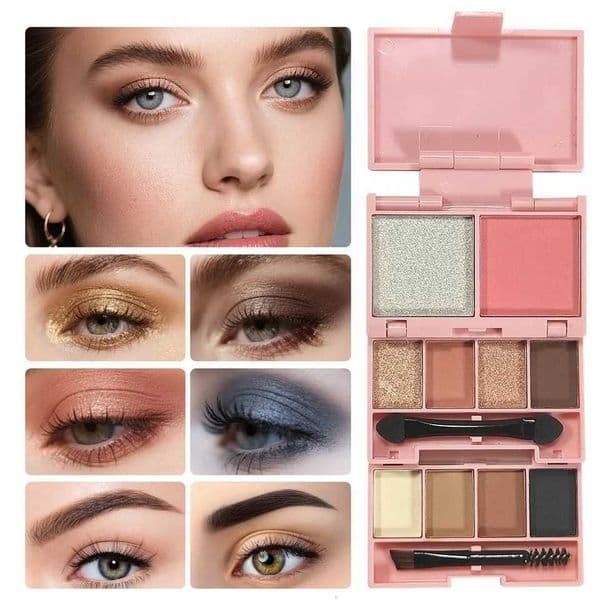 Rich Color Eyeshadow Highlighter Blush Contour Palette Waterproof Long Lasting Portable Mini Three Fold Makeup TrayXJ251027