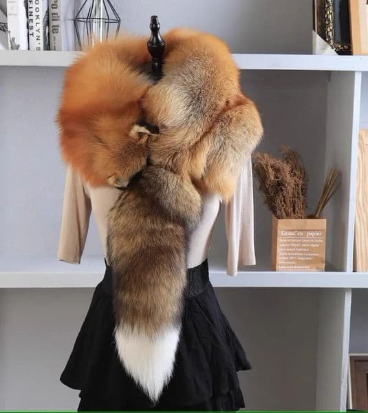 Party Fox Fur Scarves Natural OnePiece Fox Fur Collar Warm Soft Fox Fur Scarf Women Men Jackets Hood Shawl 251023